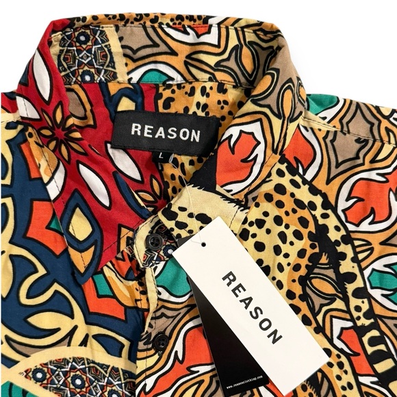 REASON “Monteverde” Vibrant Animal Print Men's Shirt, Side L - Picture 3 of 3